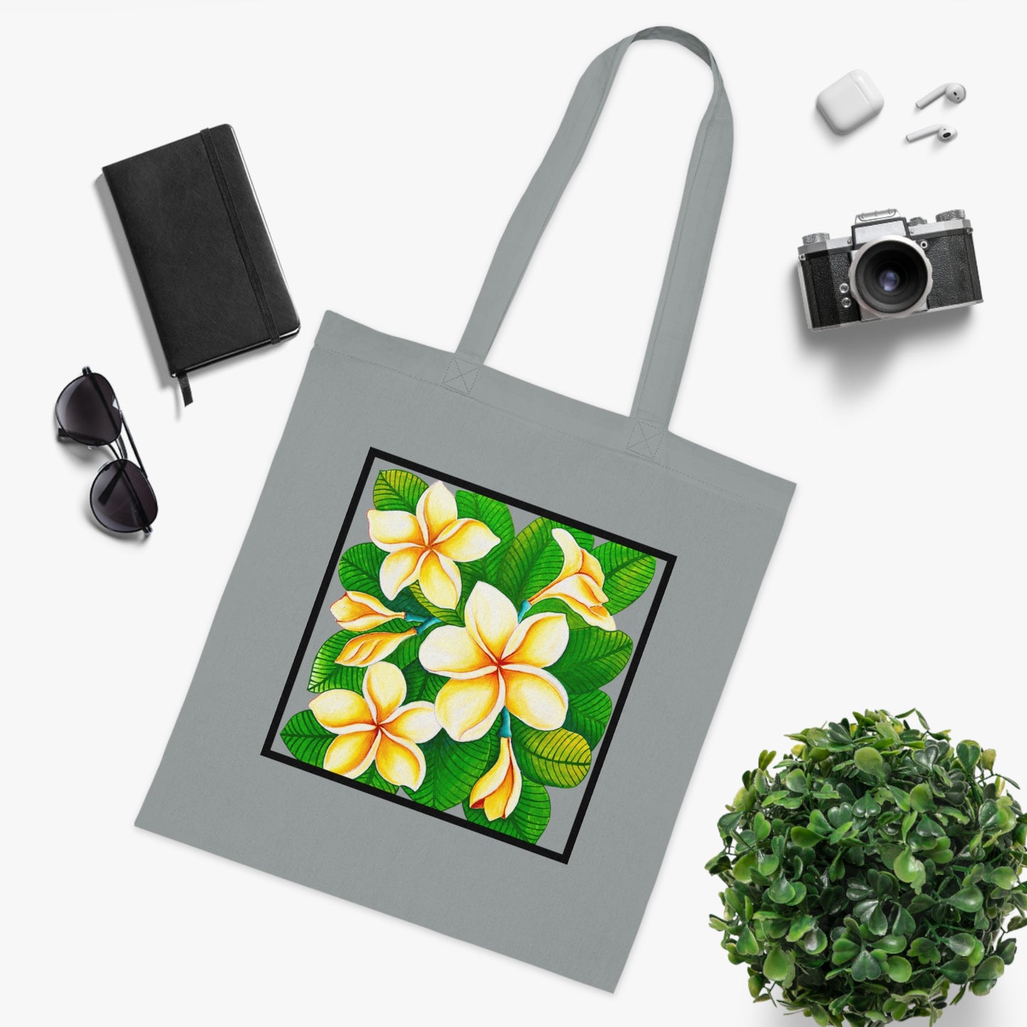 Plumeria Cotton Tote Bag – Art Print
