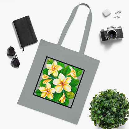 Plumeria Cotton Tote Bag – Art Print