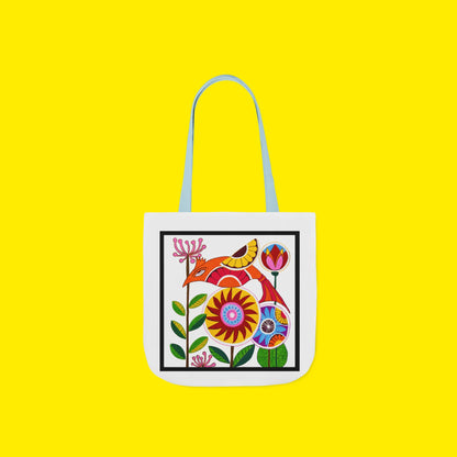 Folk Bird Canvas Tote Bag – Premium Art Print