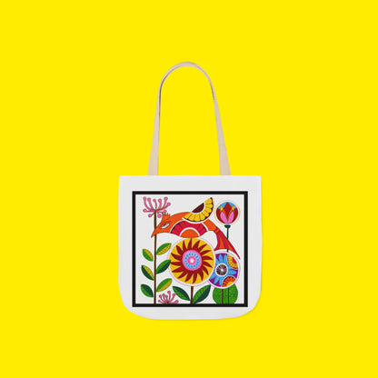 Folk Bird Canvas Tote Bag – Premium Art Print