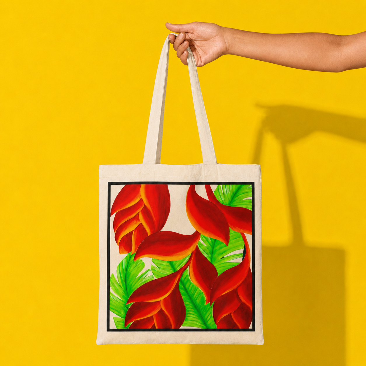 Hand-Painted Tropical Leaves Tote Bag