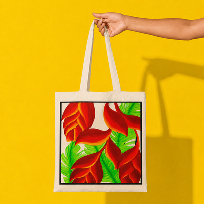 Hand-Painted Tropical Leaves Tote Bag