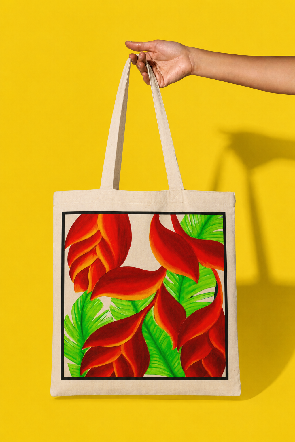 Tropical Leaves Tote Bag – Printed and Hand-Painted Art Tote