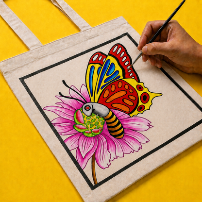 Hand-Painted Butterfly Tote Bag
