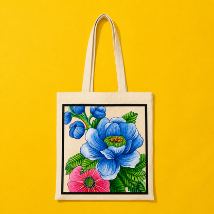 Hand-Painted Poppy Tote Bag