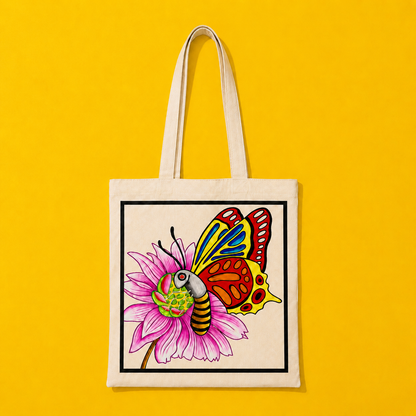 Hand-Painted Butterfly Tote Bag
