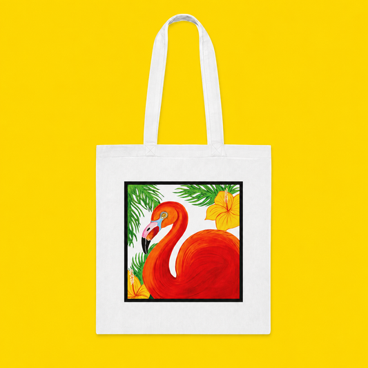 Flamingo Tote Bag – Printed and Hand-Painted Art Tote