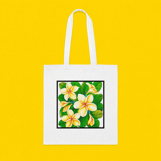 Plumeria Cotton Tote Bag – Art Print