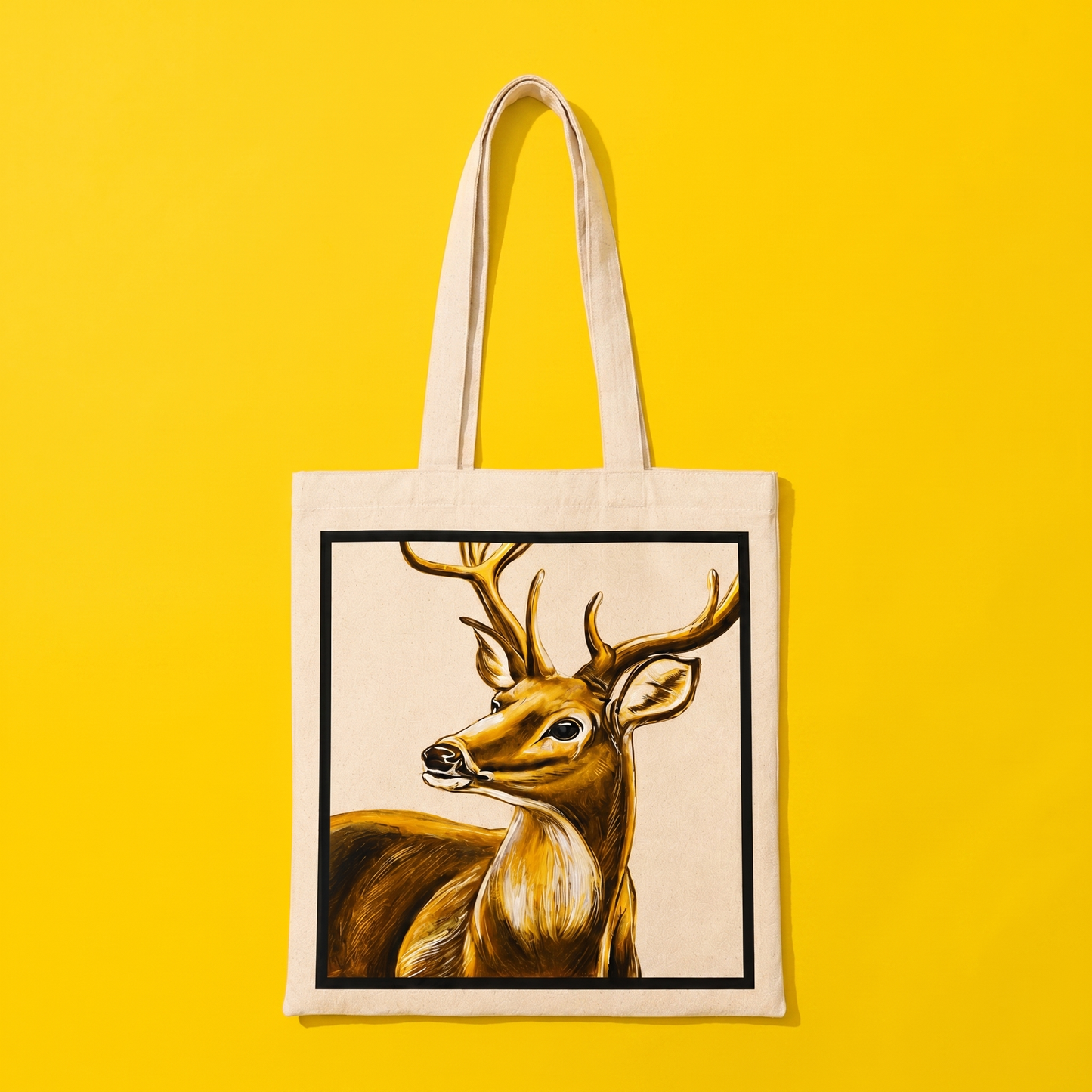 Hand-Painted Stag Tote Bag