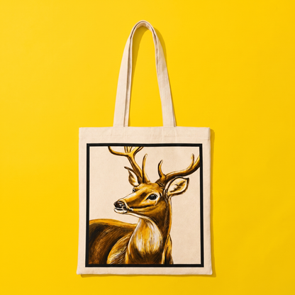Hand-Painted Stag Tote Bag