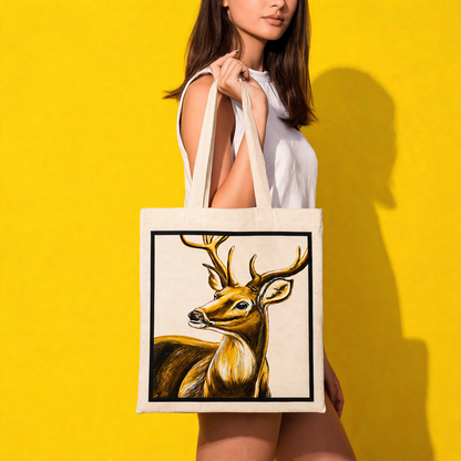 Hand-Painted Stag Tote Bag